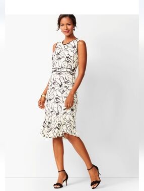 TALBOTS Floral Flounce-Hem Dress